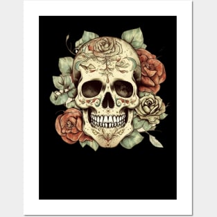 Sugar skull Floral Posters and Art